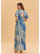 Blue Women's Ethnic Jumpsuit with Flounce Sleeves and Shorts Detail 4489